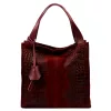 Luka 26-010 CROCO női, bordó krokodil mintás velúr bőr válltáska 34 x 34 x 13 cm