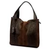 Luka 26-010 CROCO női, sötétbarna krokodil mintás velúr bőr válltáska 34 x 34 x 13 cm