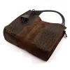 Luka 26-010 CROCO női, sötétbarna krokodil mintás velúr bőr válltáska 34 x 34 x 13 cm