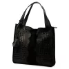 Luka 26-010 CROCO női, fekete krokodil mintás velúr bőr válltáska 34 x 34 x 13 cm