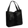 Luka 26-010 CROCO női, fekete krokodil mintás velúr bőr válltáska 34 x 34 x 13 cm