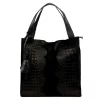 Luka 26-010 CROCO női, fekete krokodil mintás velúr bőr válltáska 34 x 34 x 13 cm