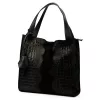 Luka 26-010 CROCO női, fekete krokodil mintás velúr bőr válltáska 34 x 34 x 13 cm