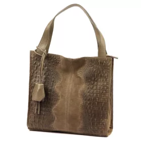   Luka 26-010 CROCO női, taupe krokodil mintás velúr bőr válltáska 34 x 34 x 13 cm