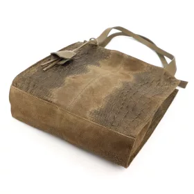   Luka 26-010 CROCO női, taupe krokodil mintás velúr bőr válltáska 34 x 34 x 13 cm
