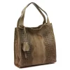 Luka 26-010 CROCO női, taupe krokodil mintás velúr bőr válltáska 34 x 34 x 13 cm