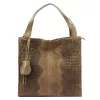 Luka 26-010 CROCO női, taupe krokodil mintás velúr bőr válltáska 34 x 34 x 13 cm