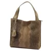 Luka 26-010 CROCO női, taupe krokodil mintás velúr bőr válltáska 34 x 34 x 13 cm