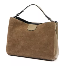   Luka 26-009 taupe női velúr bőr kézitáska 26 x 21 x 11 cm