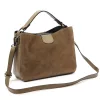 Luka 26-009 taupe női velúr bőr kézitáska 26 x 21 x 11 cm