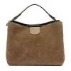 Luka 26-009 taupe női velúr bőr kézitáska 26 x 21 x 11 cm