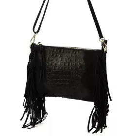   Luka 26-015 CROCO fekete női krokodil mintás bőr válltáska, oldaltáska 30 x 21 x 6 cm