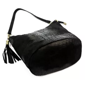   Luka 26-027 CROCO női, fekete krokodil mintás bőr válltáska 26 x 26 x 16 cm