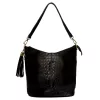 Luka 26-027 CROCO női, fekete krokodil mintás bőr válltáska 26 x 26 x 16 cm