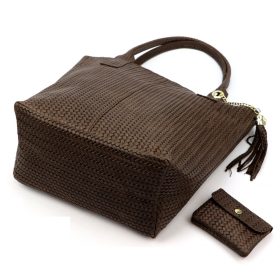   Luka 26-028 női csokoládébarna bőr válltáska, shopper  42 x 35 x 16 cm