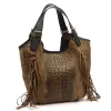 Luka 25-019 CROCO barna női bőr kézitáska 37 x 32 x 13 cm