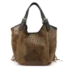Luka 25-019 CROCO barna női bőr kézitáska 37 x 32 x 13 cm