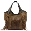Luka 25-019 CROCO barna női bőr kézitáska 37 x 32 x 13 cm