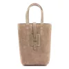 Luka 25-064 drapp női velúr bőr kézitáska 14 x 19 x 5 cm
