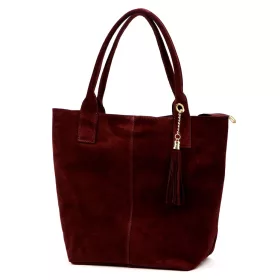   Luka 26-036 bordó női velúr bőr válltáska, shopper 40 x 36 x 15 cm