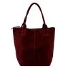 Luka 26-036 bordó női velúr bőr válltáska, shopper 40 x 36 x 15 cm