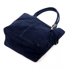   Luka 26-036 sötétkék női velúr bőr válltáska, shopper 40 x 36 x 15 cm
