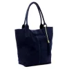 Luka 26-036 sötétkék női velúr bőr válltáska, shopper 40 x 36 x 15 cm