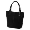 Luka 26-036 fekete női velúr bőr válltáska, shopper 40 x 36 x 15 cm