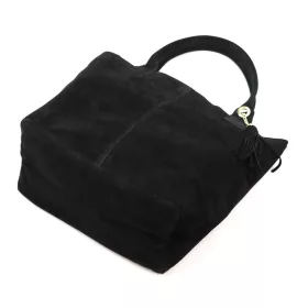   Luka 26-036 fekete női velúr bőr válltáska, shopper 40 x 36 x 15 cm