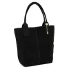 Luka 26-036 fekete női velúr bőr válltáska, shopper 40 x 36 x 15 cm