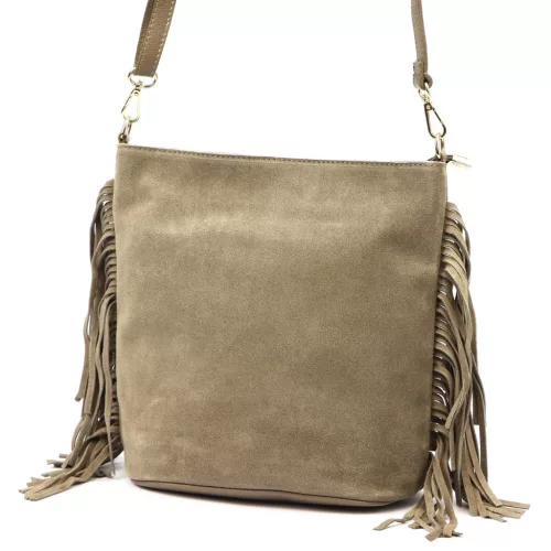 Luka 26-030 taupe női velúr bőr válltáska, oldaltáska 28 x 28 x 15 cm