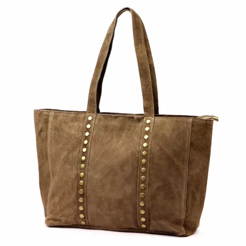Luka 25-016 taupe női velúr bőr válltáska 47 x 28 x 13 cm