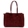 Camilla PREMIUM 10.004 bordó női velúr bőr válltáska 37 x 24 x 14 cm
