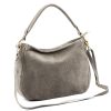 Luka 24-085 GOLD szürke női velúr bőr kézitáska 31 x 23 x 8 cm