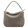 Luka 24-085 GOLD szürke női velúr bőr kézitáska 31 x 23 x 8 cm