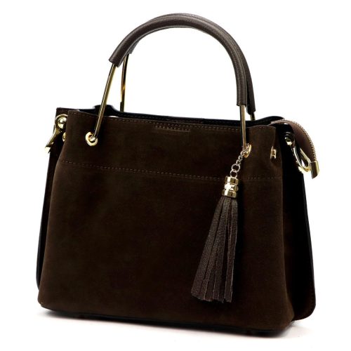 Luka 26-046 barna női velúr bőr kézitáska 26 x 22 x 14 cm