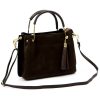 Luka 26-046 barna női velúr bőr kézitáska 26 x 22 x 14 cm