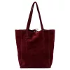 Patrizia 419-013-05 bordó velúr bőr női válltáska, shopper 38 x 38 x 13 cm