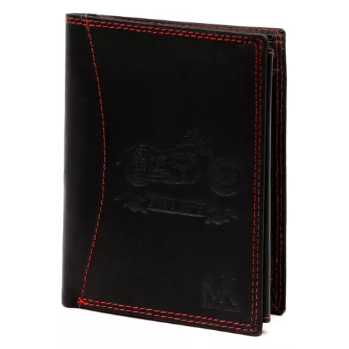 Money Kepper CDD 5601 BIKE fekete-piros férfi bőr pénztárca, motoros motívummal 10 x 13 x 2.5 cm