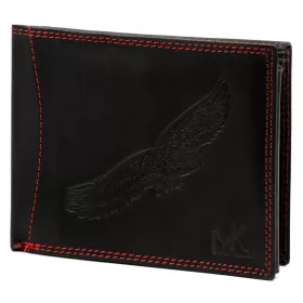   Money Kepper CDD 5600 BIRD fekete-piros férfi bőr pénztárca, sas mintával 12.5 x 10 x 2.5 cm