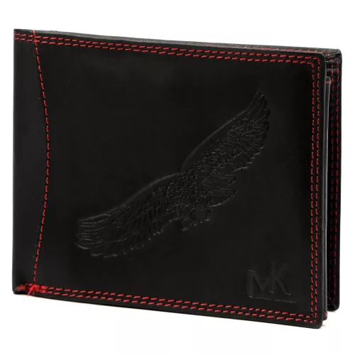Money Kepper CDD 5600 BIRD fekete-piros férfi bőr pénztárca, sas mintával 12.5 x 10 x 2.5 cm