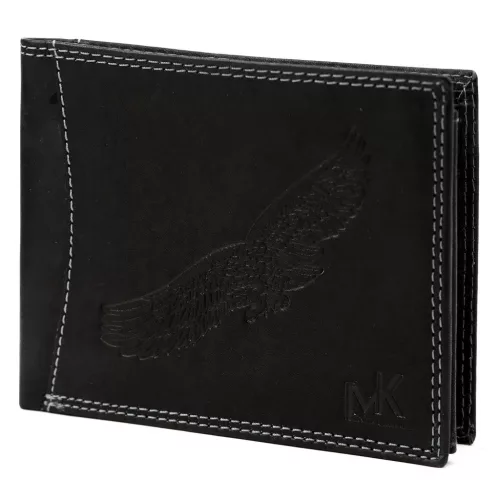 Money Kepper CDD 5600 BIRD fekete férfi bőr pénztárca, sas mintával 12.5 x 10 x 2.5 cm
