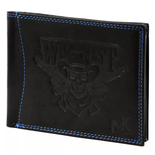 Money Kepper CDD 5600 WILD WEST fekete férfi bőr pénztárca, Western motívummal 12.5 x 10 x 2.5 cm