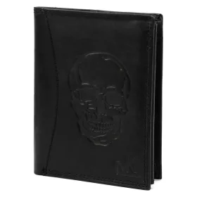   Money Kepper CDD 5601 SKULL fekete férfi bőr pénztárca, koponya motívummal 10 × 13 × 2,5 cm