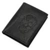 Money Kepper CDD 5601 SKULL fekete férfi bőr pénztárca, koponya motívummal 10 × 13 × 2,5 cm