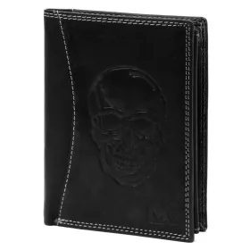   Money Kepper CDD 5601 SKULL fekete férfi bőr pénztárca, koponya motívummal 10 × 13 × 2,5 cm