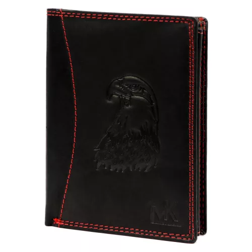 Money Kepper CDD 5601 EAGLE fekete-piros férfi bőr pénztárca, sas motívummal 10 × 13 × 2,5 cm