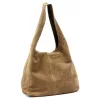 Camilla PREMIUM 10.006 taupe női velúr bőr válltáska 35 x 32 x 15 cm