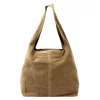Camilla PREMIUM 10.006 taupe női velúr bőr válltáska 35 x 32 x 15 cm