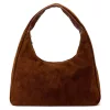 Luka 26-050 konyakbarna női velúr bőr válltáska 44 x 23 x 13 cm